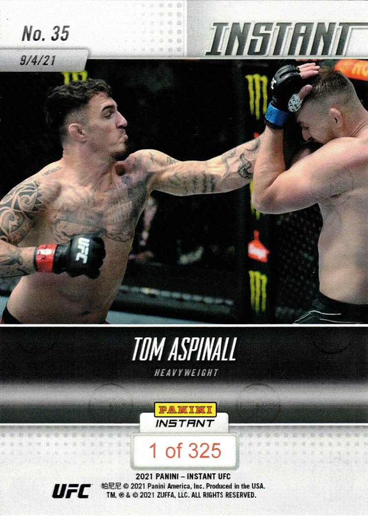 2021 Panini Instant UFC #35 Tom Aspinall Rookie Card - Limited Edition of 325 - Collectible MMA Trading Card for UFC Fans and Sports Memorabilia Collectors - Perfect for Display, Gifts, and Investment