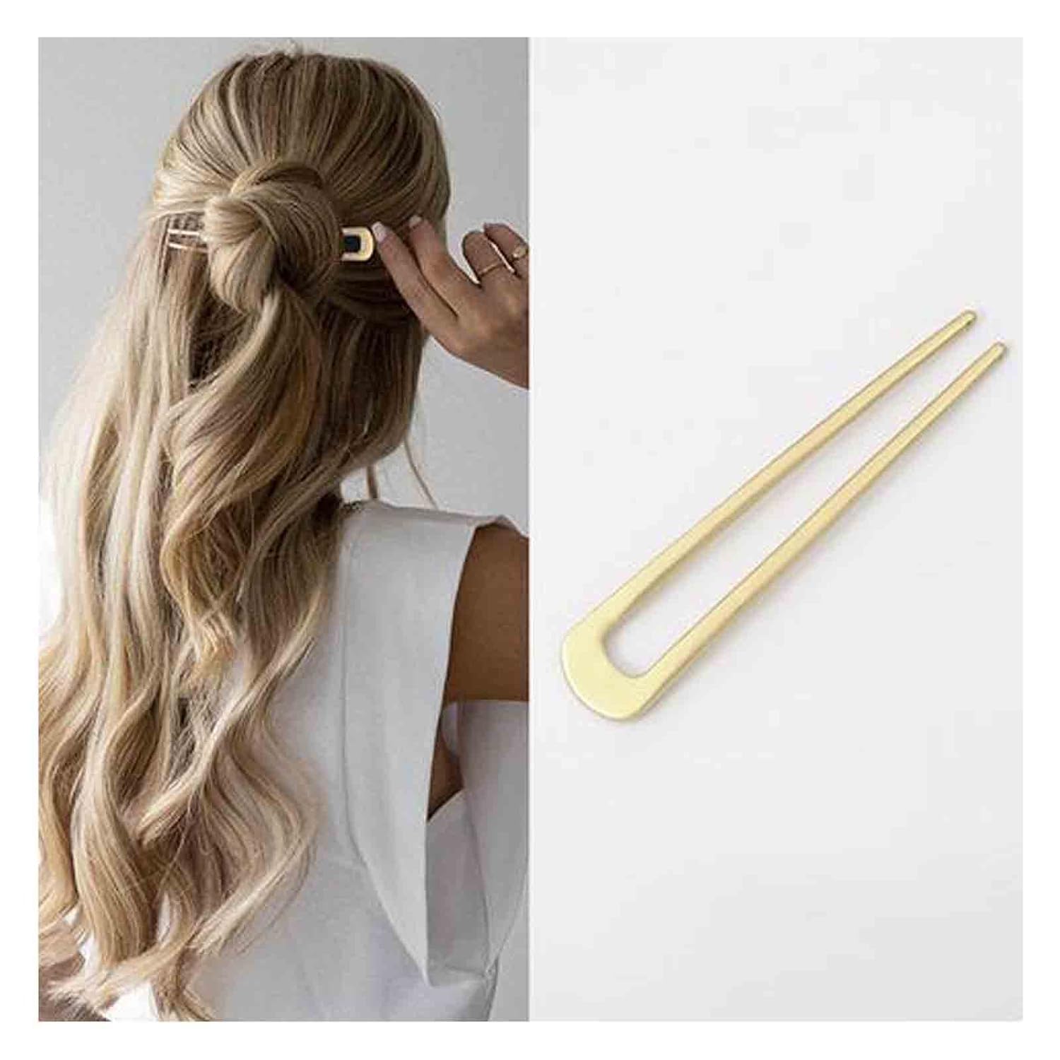 Vintage U-Shaped Metal Hair Pins for Women - French Hair Sticks for Updos, Buns & Braids - Large Decorative Hair Accessories for Weddings, Parties & Everyday Styling