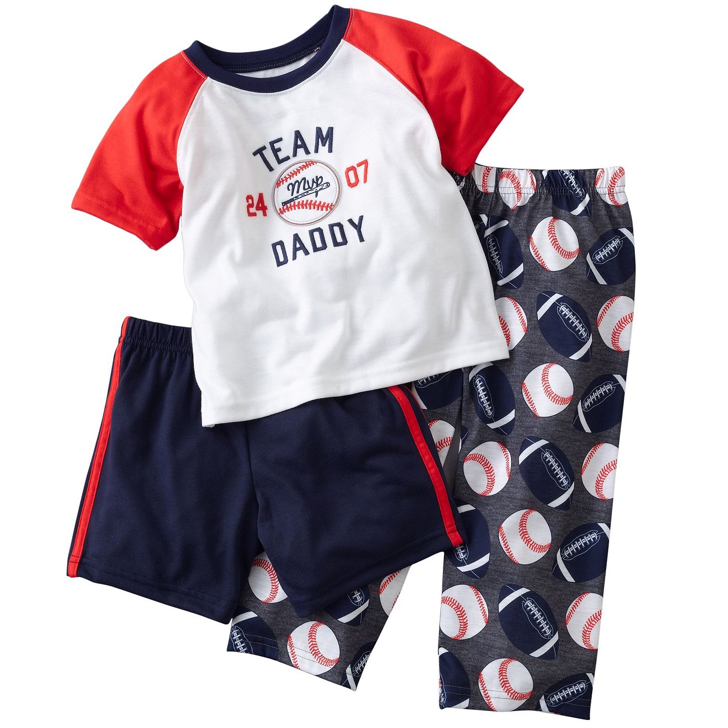 Carters 3-Piece Team Daddy Sports Pajama Set for Baby Boys - White, Size 18 Months | Soft Cotton Sleepwear for Toddlers, Matching Father-Son Outfit, Cute Gift for New Dads | Perfect for Bedtime, Family Photos & Special Occasions