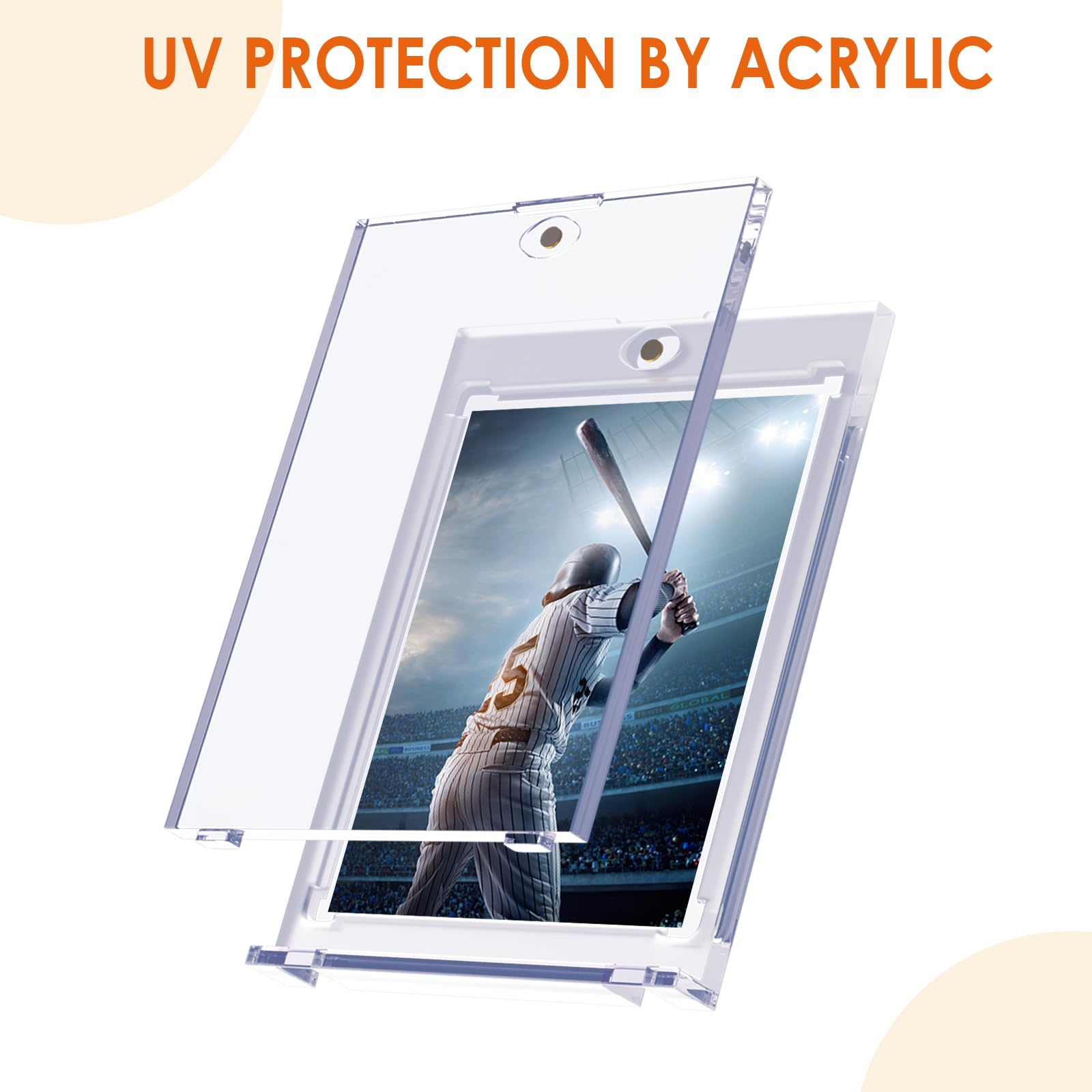 4Pcs Magnetic Card Holders for Trading & Sports Cards - 35pt Acrylic Hard Protectors with 4 Display Stands | Perfect for Baseball, Game & Standard Cards Storage, Collection & Showcase (Ideal for Collectors, Tournaments & Home Displays)