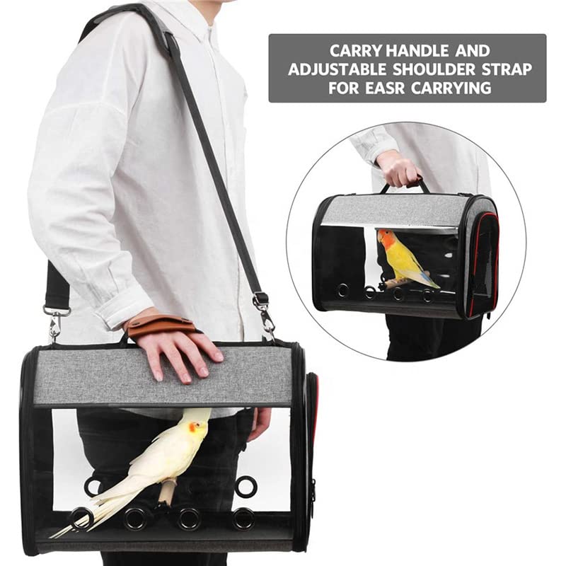Portable Transparent Breathable Bird Travel Carrier Cage - Lightweight Pet Parrot Carrier for Airplane, Car & Outdoor Adventures | Bird Travel Bag for Safe Transport