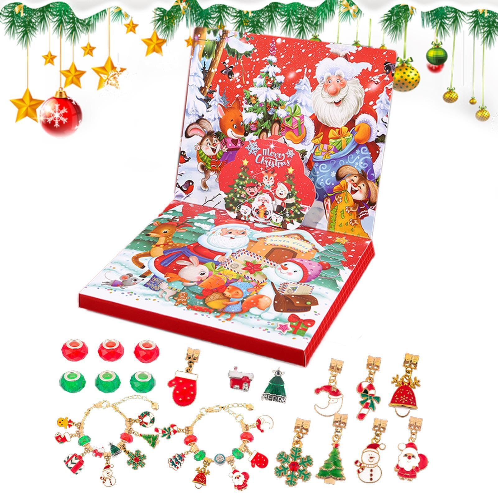 Christmas Advent Calendar for Kids - 24 Days Countdown with Bracelet Making Kit, DIY Jewelry Craft Set for Teens, Girls & Women | Perfect for Holiday Gifts, Classroom Activities & Family Christmas Traditions