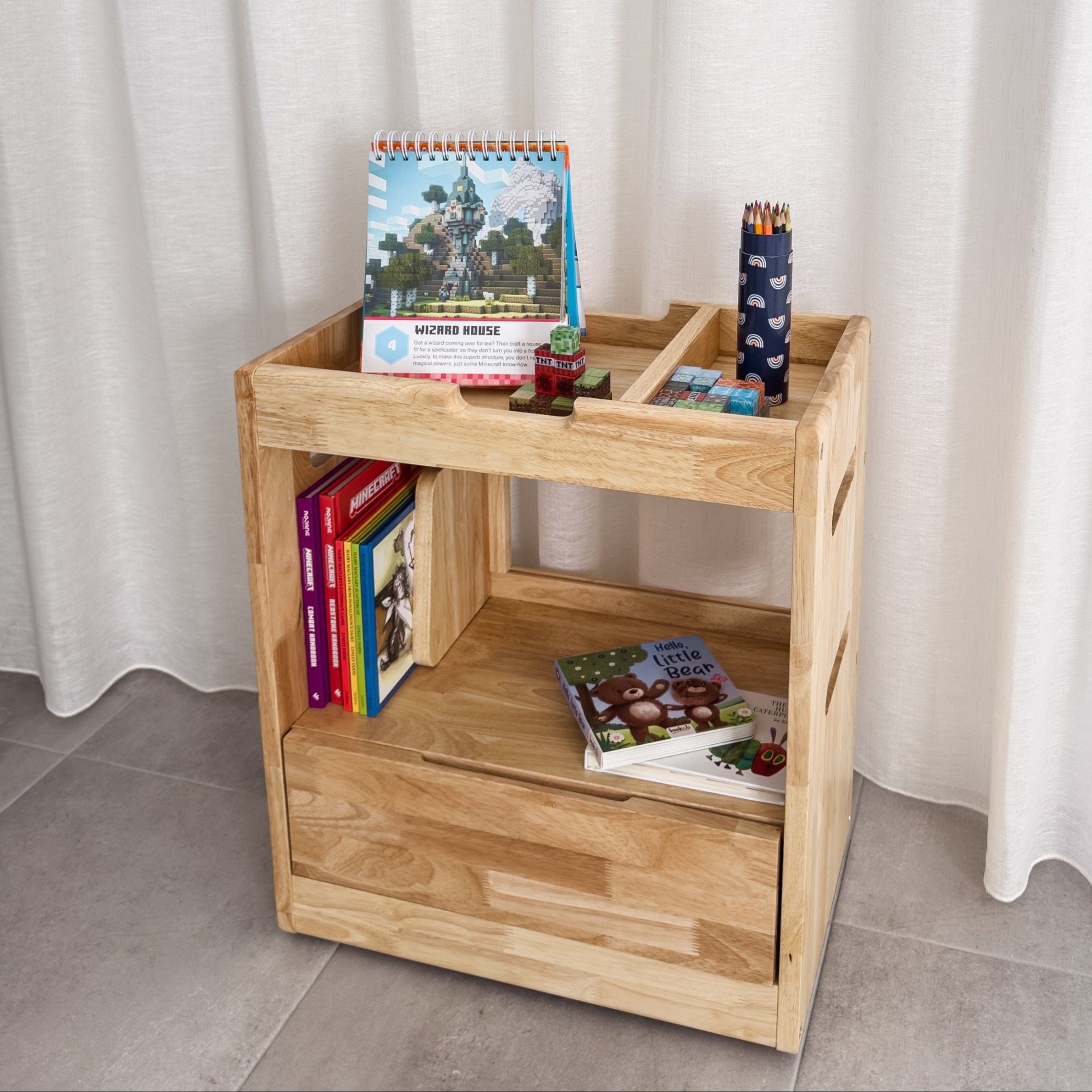 Montessori Solid Wood Storage Cabinet for Kids - Natural Wood Toy Organizer with Shelves - Perfect for Playroom, Classroom & Home Organization