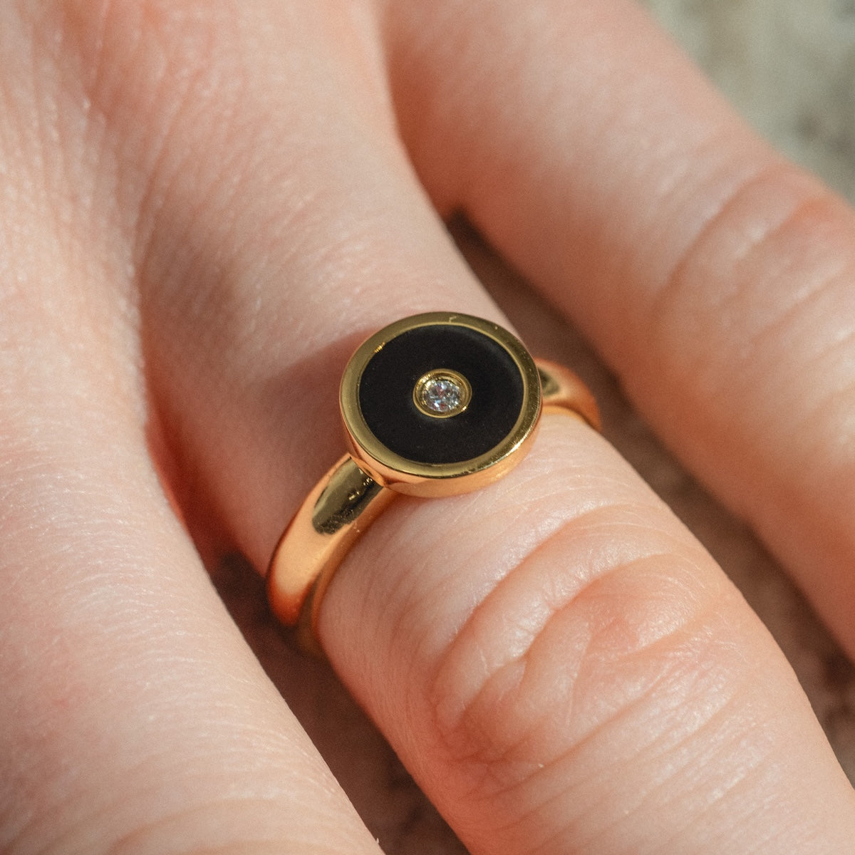 Balia Black Enamel Ring for Women - Elegant Gothic Jewelry for Everyday Wear, Gift Giving & Special Occasions