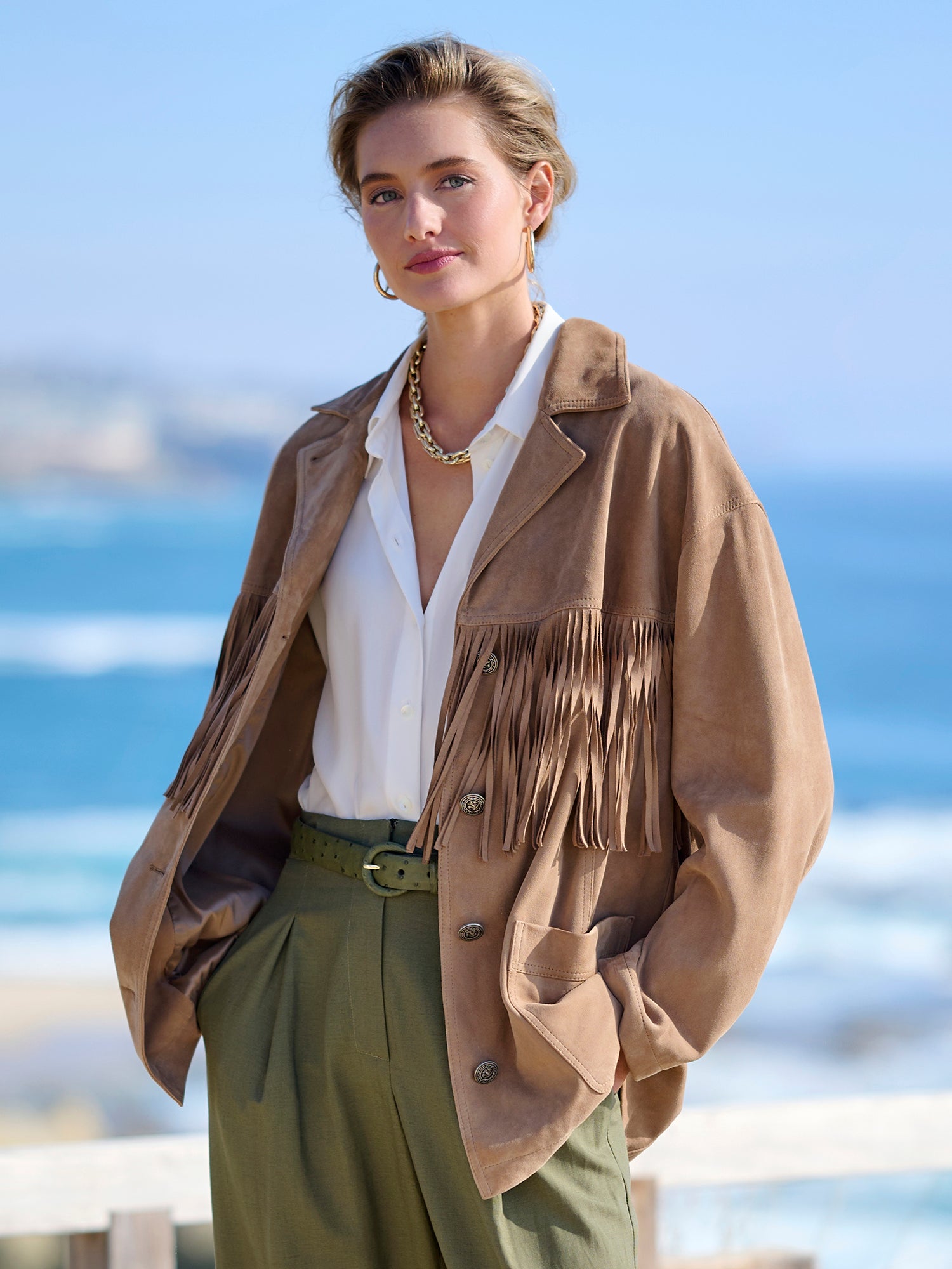 Laurel Suede Jacket for Women - Soft Genuine Suede Leather Jacket with Button Closure - Stylish Fall & Winter Outerwear for Casual Wear, Date Night & Office Outfits