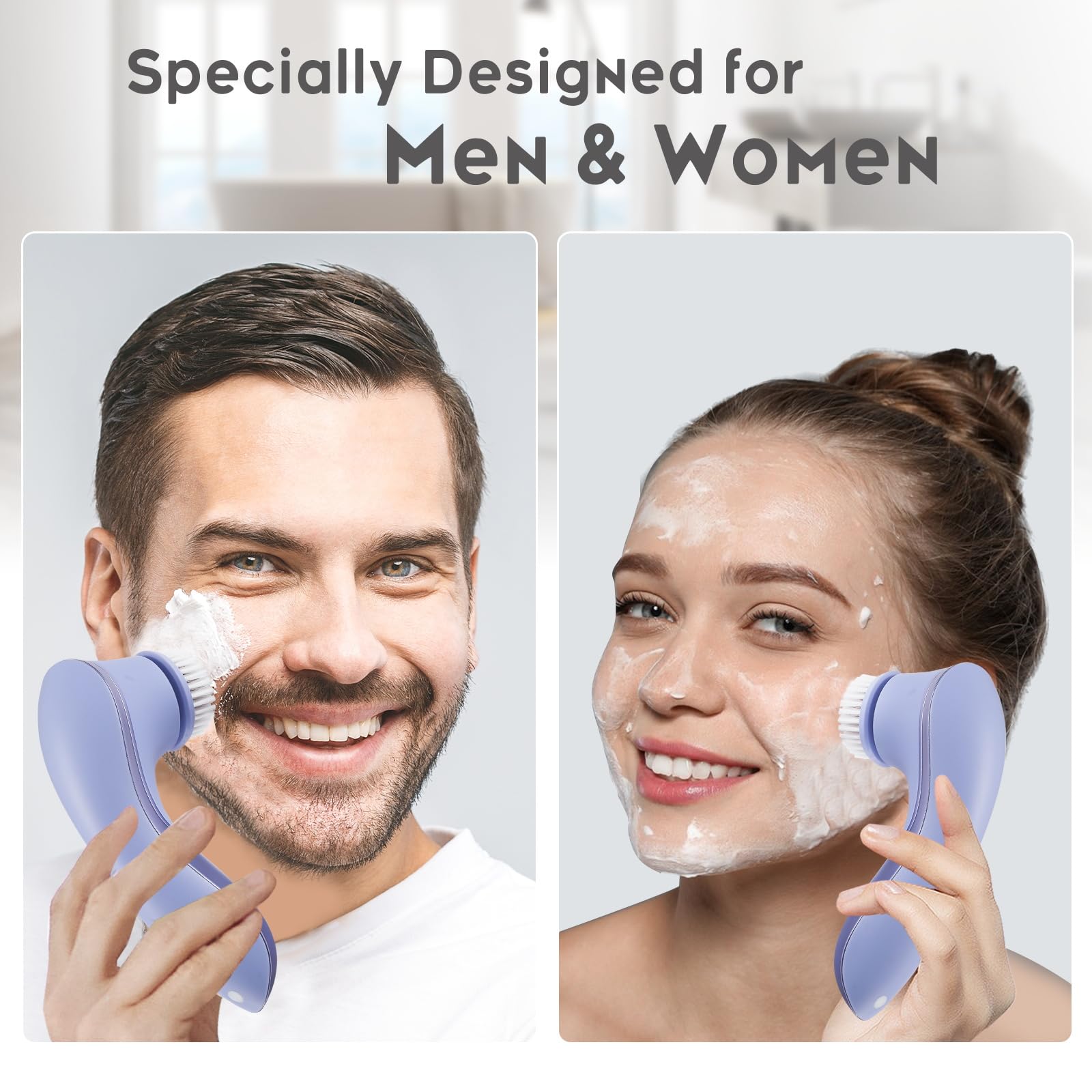 Rechargeable Electric Facial Cleansing Brush - IPX7 Waterproof Spin Scrubber for Exfoliating, Blackhead Removal & Deep Cleansing | Perfect for Daily Skincare Routine, Spa-Like Massage & Travel-Friendly Beauty Device
