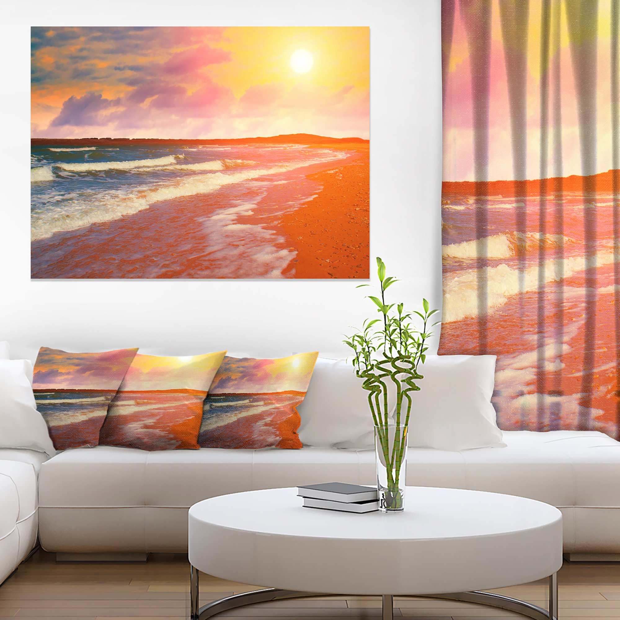 Sunset Desert Beach Canvas Art Print - Modern Coastal Wall Decor for Living Room, Bedroom & Office