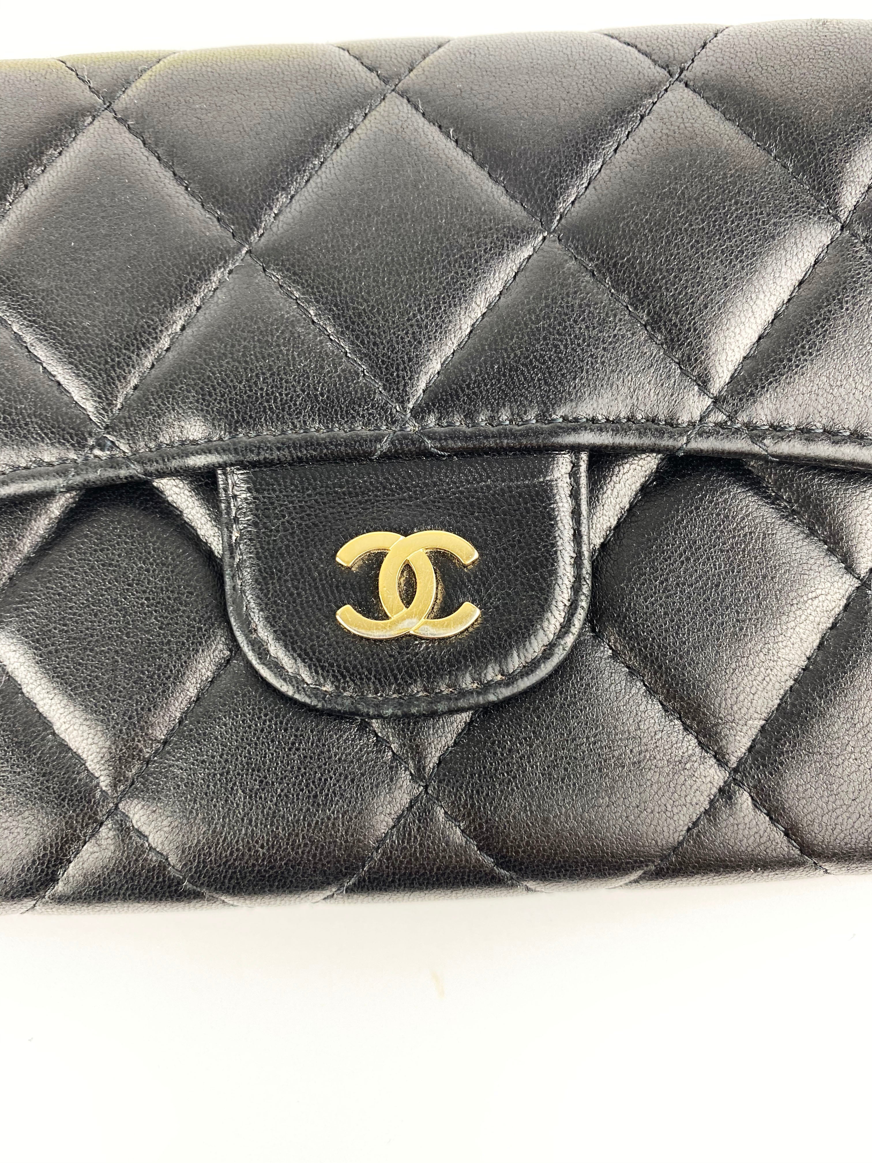 Chanel Black Classic Flap Wallet - Genuine Leather Luxury Women's Wallet for Everyday Use & Special Occasions