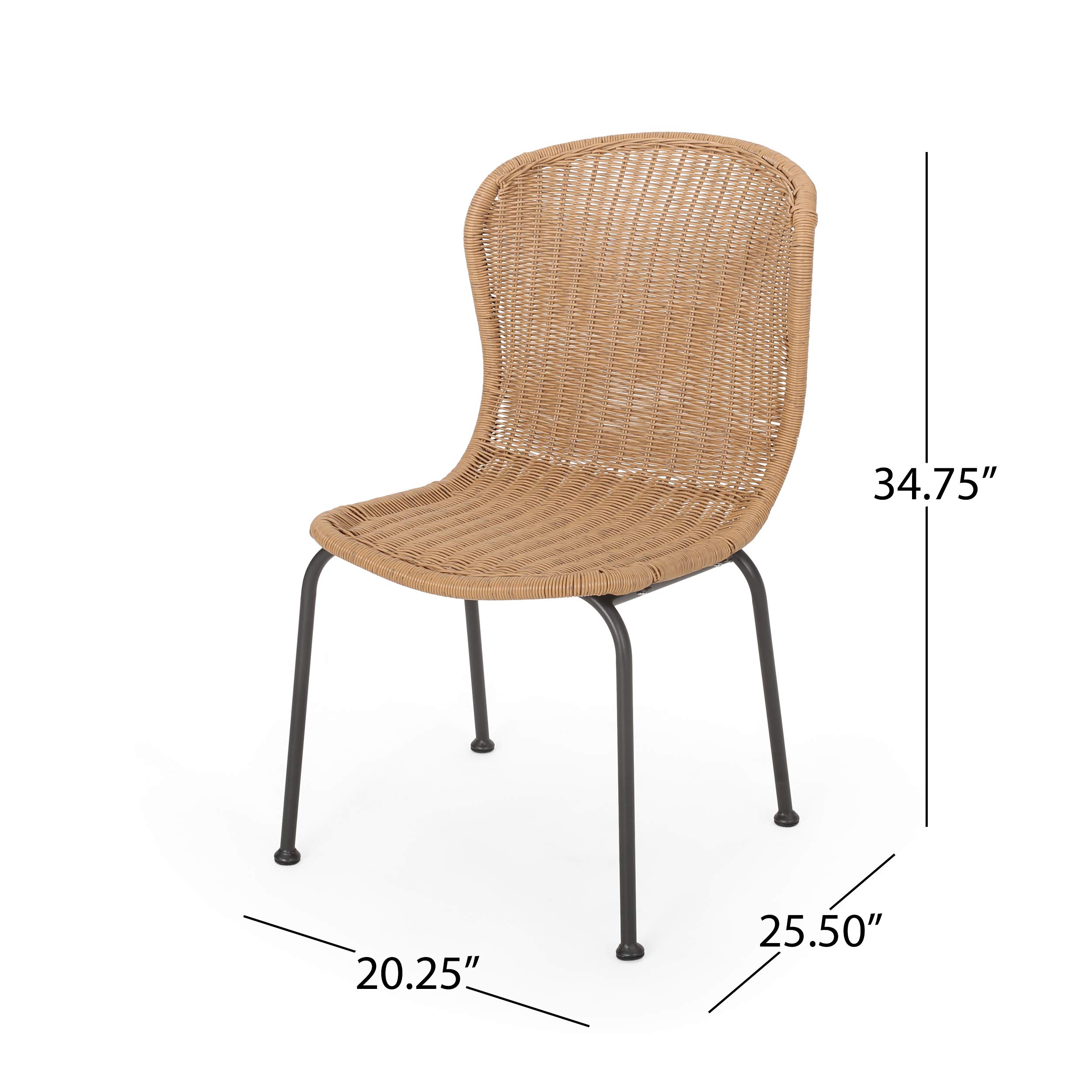 Christopher Knight Home Dinah Outdoor Wicker Dining Chairs (Set of 2) - Light Brown & Black - Weather-Resistant Patio Furniture for Garden, Poolside, and Backyard Dining