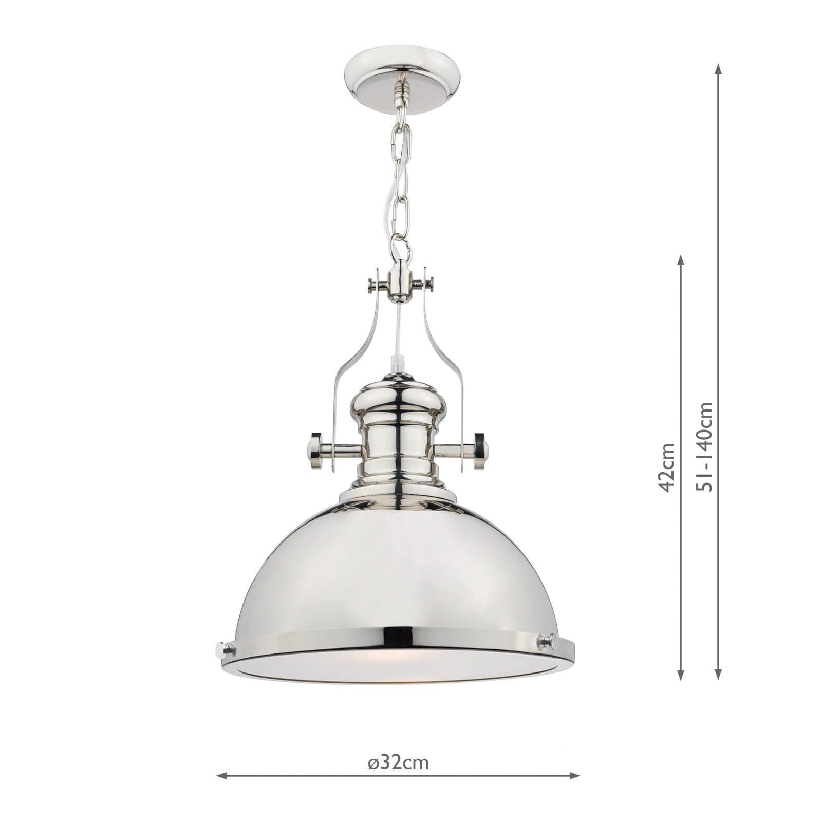 Arona 1Lt Pendant Ceiling Light in Polished Chrome - Modern Hanging Fixture for Dining Room, Kitchen Island or Bedroom Lighting