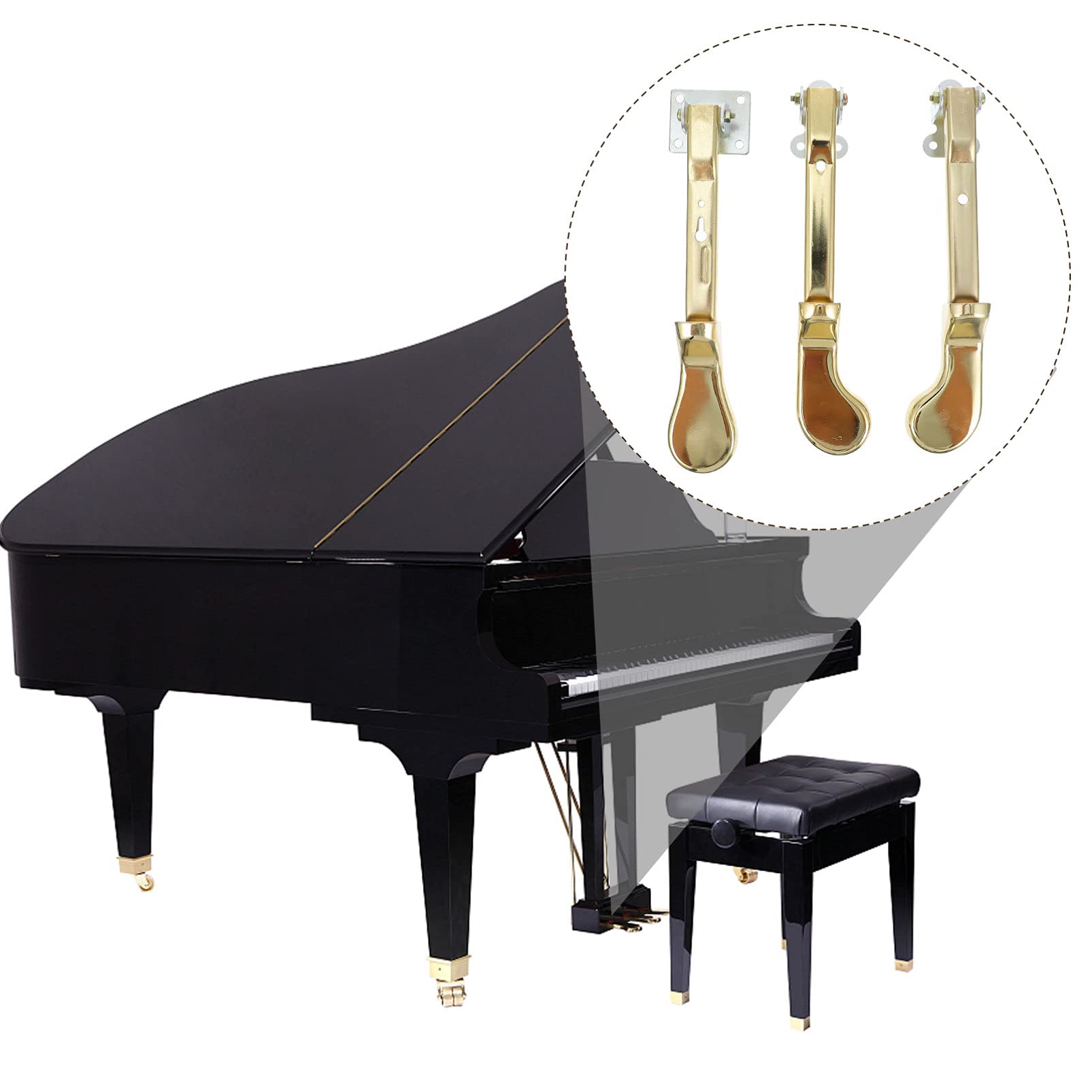 MILISTEN 3-Piece Gold Piano Pedal Cover - Metal Keyboard Protector for Digital Pianos at Home