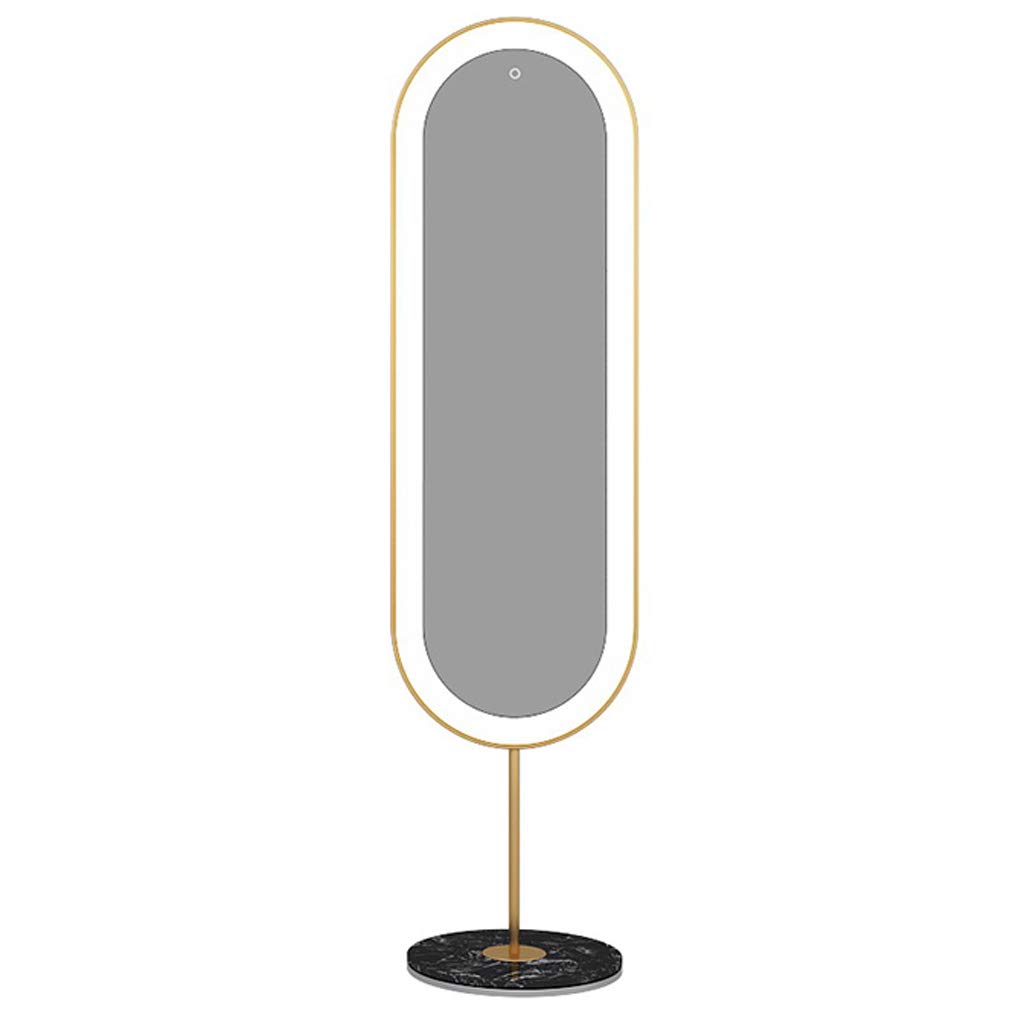Nordic Minimalist Full-Length Floor Mirror with Golden Marble Base - Elegant Standing Dressing Mirror for Bedroom, Living Room & Clothing Store Fitting Room - Iron Frame Vanity Mirror for Home Decor & Fashion Try-On