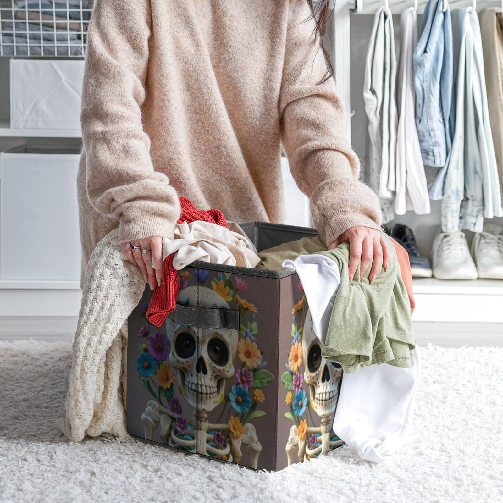 Collapsible Storage Bins with Handles - Foldable Organizer for Closet, Bedroom & Office