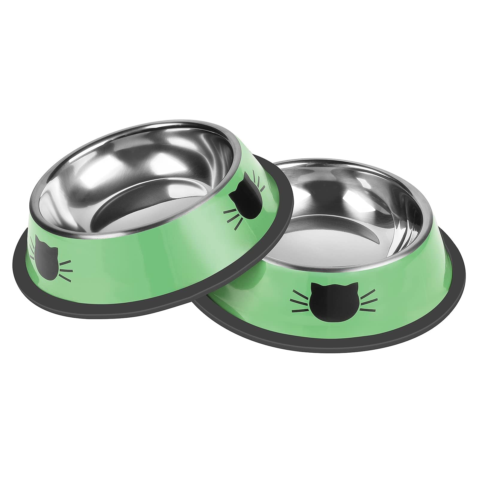 Non-Slip Stainless Steel Cat Bowls - 2 Pack, 7oz, Unbreakable & Easy Clean for Feeding Pets at Home