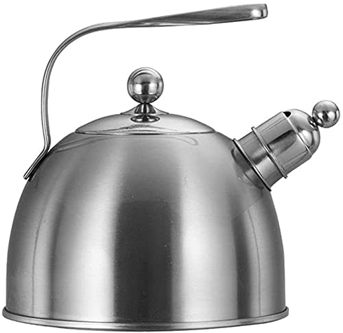 Premium Stainless Steel Whistling Tea Kettle - 2.3L Heavy Duty Stovetop Kettle for Gas & Induction Cooktops - Silver Whistle Teapot for Perfect Tea Brewing | Ideal for Home Kitchen, Camping & Office Use