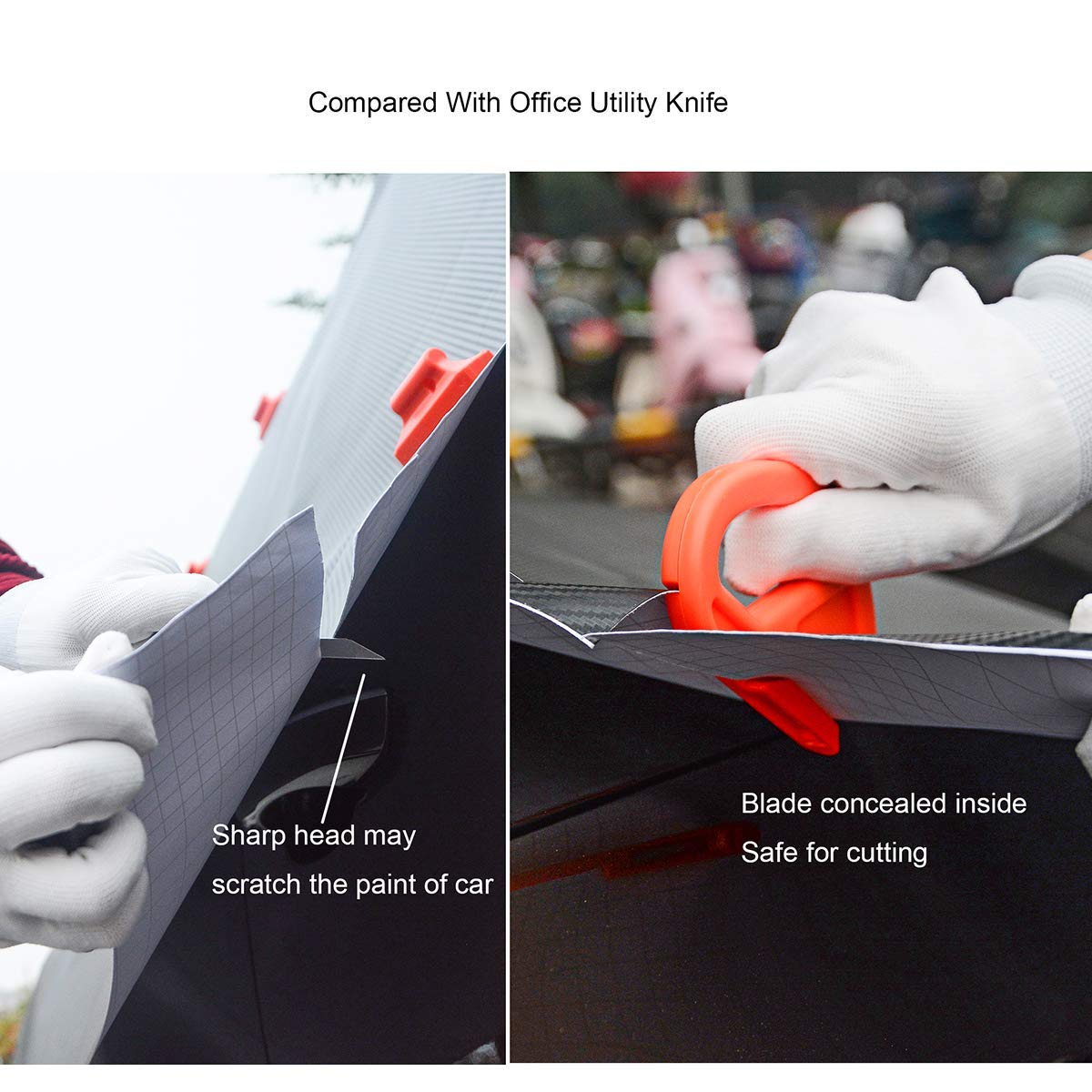 Gomake Wrapping Paper Cutter - Safety Vinyl Film Cutter & Craft Knife for Gift Wrapping, Vinyl Wrap, Wallpaper - Perfect for Holiday, Birthday & Christmas Gift Wrapping - Orange