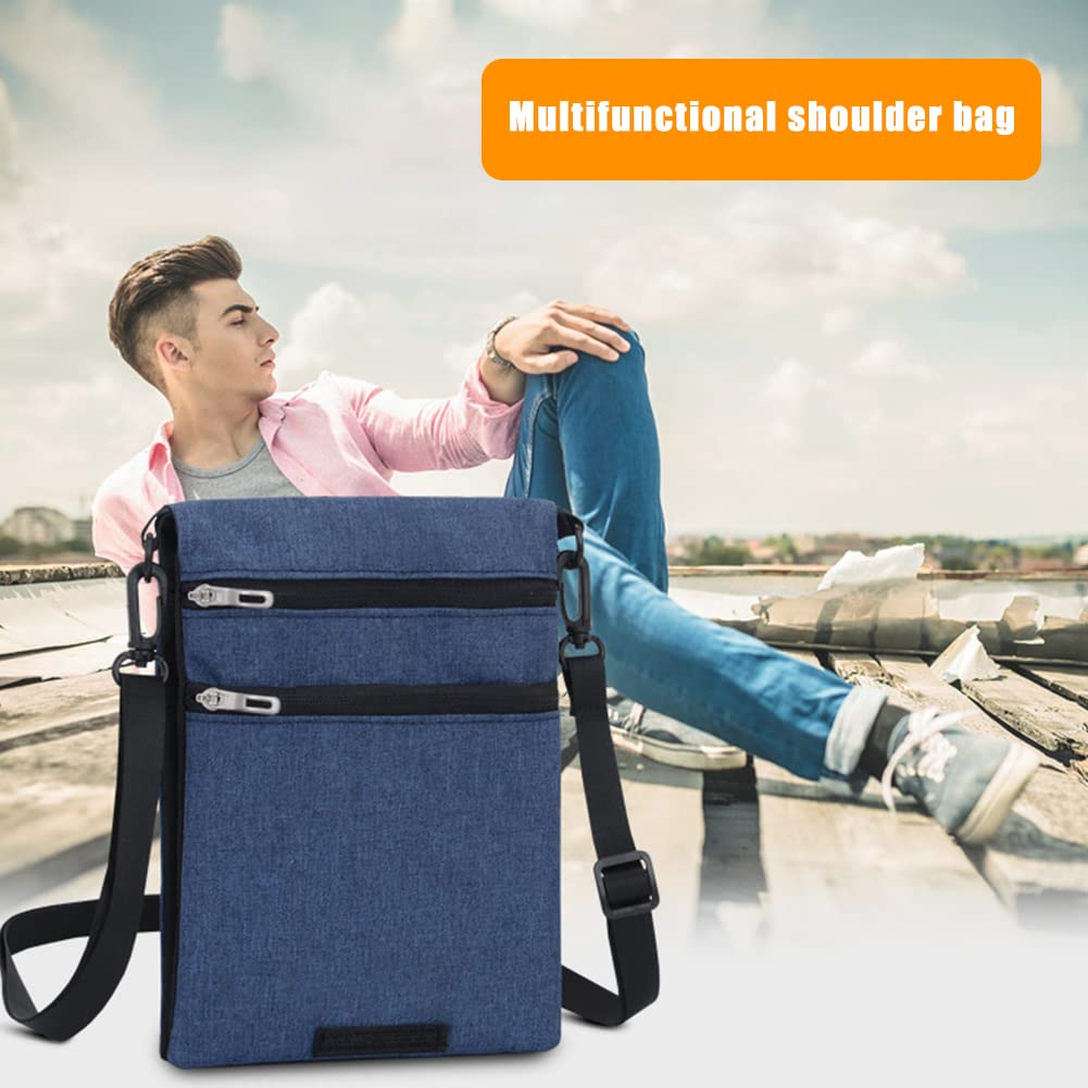 Waterproof Travel Neck Pouch - Large Capacity Passport Holder & Crossbody Wallet for Phone, Documents, Credit Cards | Secure & Hands-Free for Airports, Hiking, Sightseeing (Dark Blue)