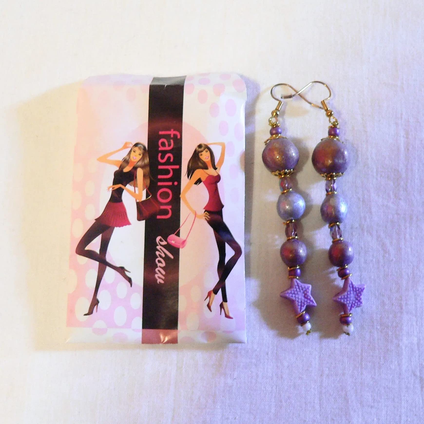 Women's Ceramic Earrings - Purple & Lilac Blue Shell and Crustacean Design | Handmade Boho Jewelry for Beach Vacations & Summer Outfits
