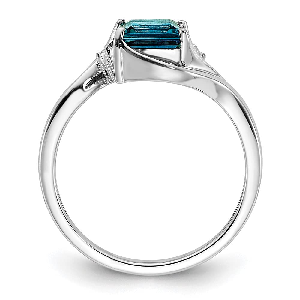 925 Sterling Silver Diamond & London Blue Topaz Ring for Women - Elegant Fine Jewelry Gift for Her, Perfect for Anniversaries, Engagements & Special Occasions