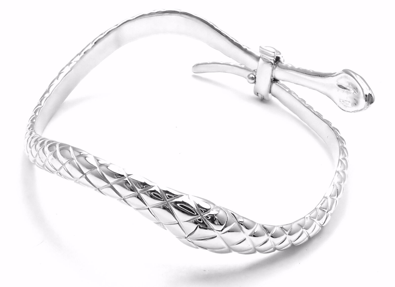 Authentic Tom Ford 18k White Gold Diamond Snake Bangle Bracelet - Luxury Jewelry for Women, Perfect for Parties, Weddings & Special Occasions