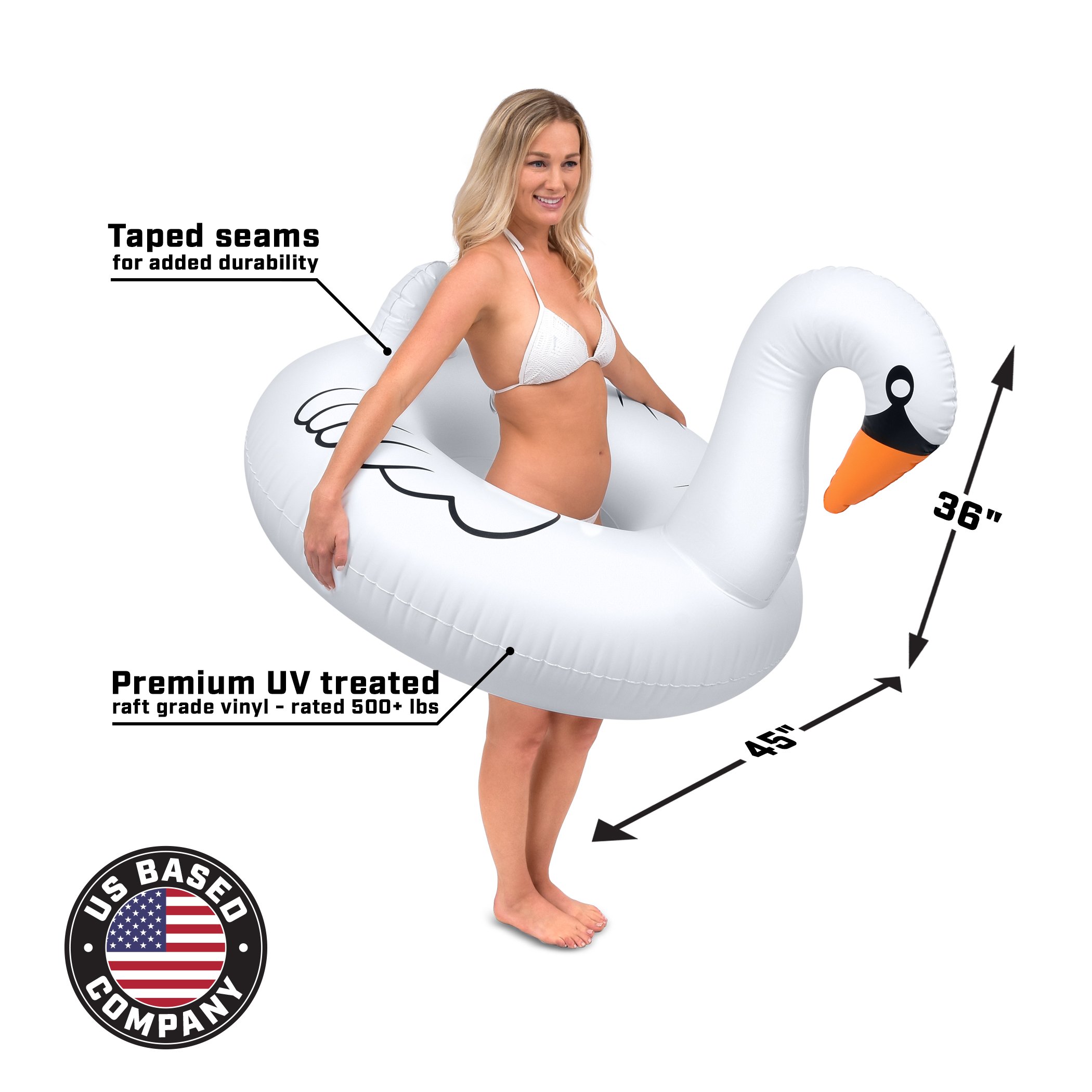 GoFloats Swan Party Tube Inflatable Raft for Pool, Lake & Beach - Stylish Floating Lounge for Adults & Kids - Perfect for Summer Parties, Relaxing & Family Fun