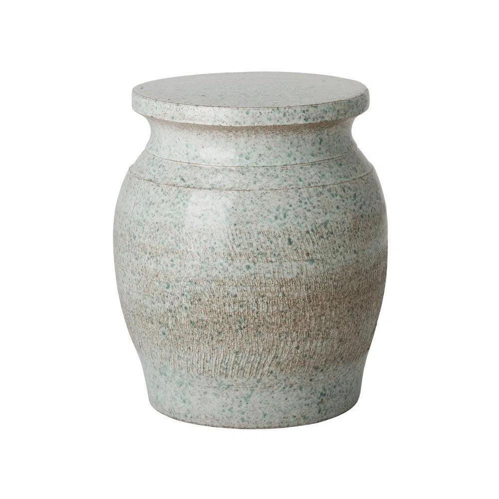18 Inch Koji Ceramic Outdoor Garden Stool Side Table - Perfect for Patio, Deck, Poolside & Backyard Decor