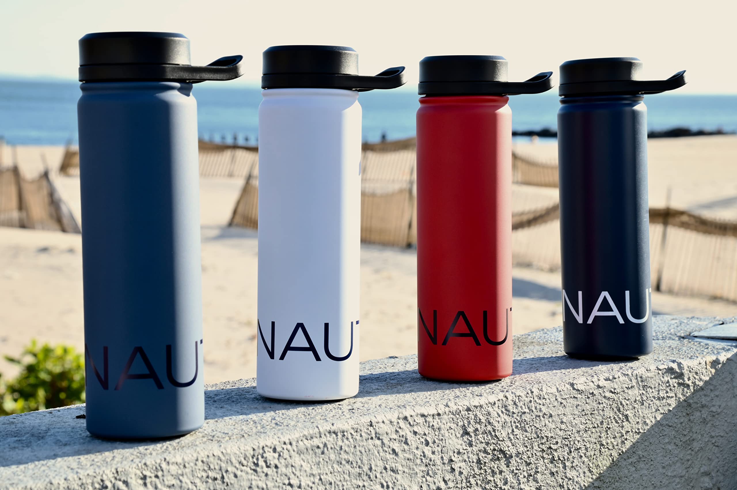 Nautica Insulated Stainless Steel Water Bottle - 32oz Large Reusable Metal Water Bottle for Gym, Travel & Outdoor Activities - Leakproof & BPA-Free - Anchor Design