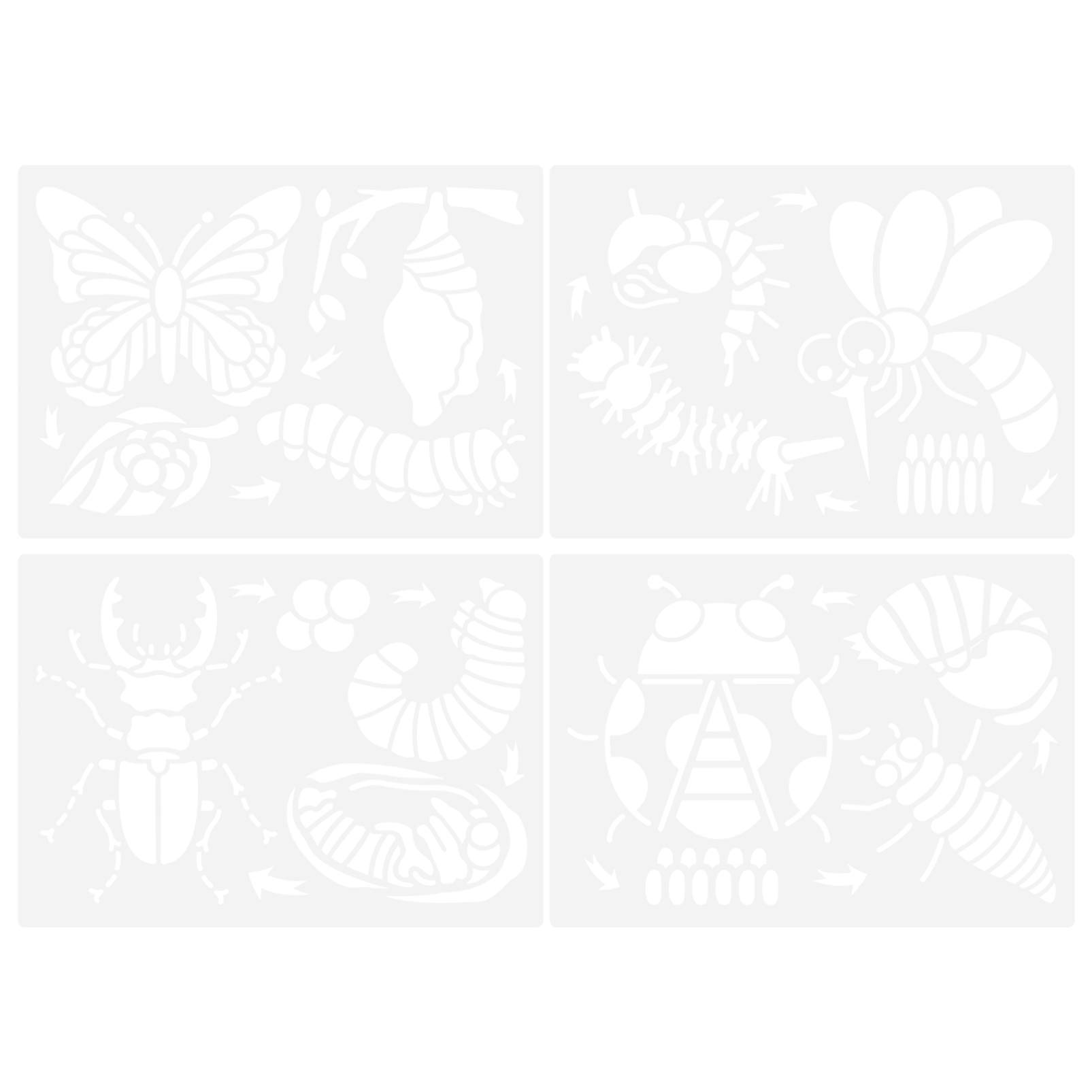 EXCEART 4 Sheets Animal Life Cycle Stencils for Kids - Educational Pet Supplies & Learning Tools - Perfect for Homeschooling, Classroom Activities & DIY Crafts