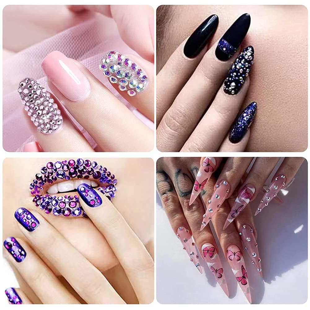 Angelie Glitter Rhinestones Professional Nail Brush Set - Salon Quality Nail Art Tools for Women & Girls - Perfect for Home, Nail Salon & Professional Nail Artists - Create Stunning Glitter & Rhinestone Nail Designs