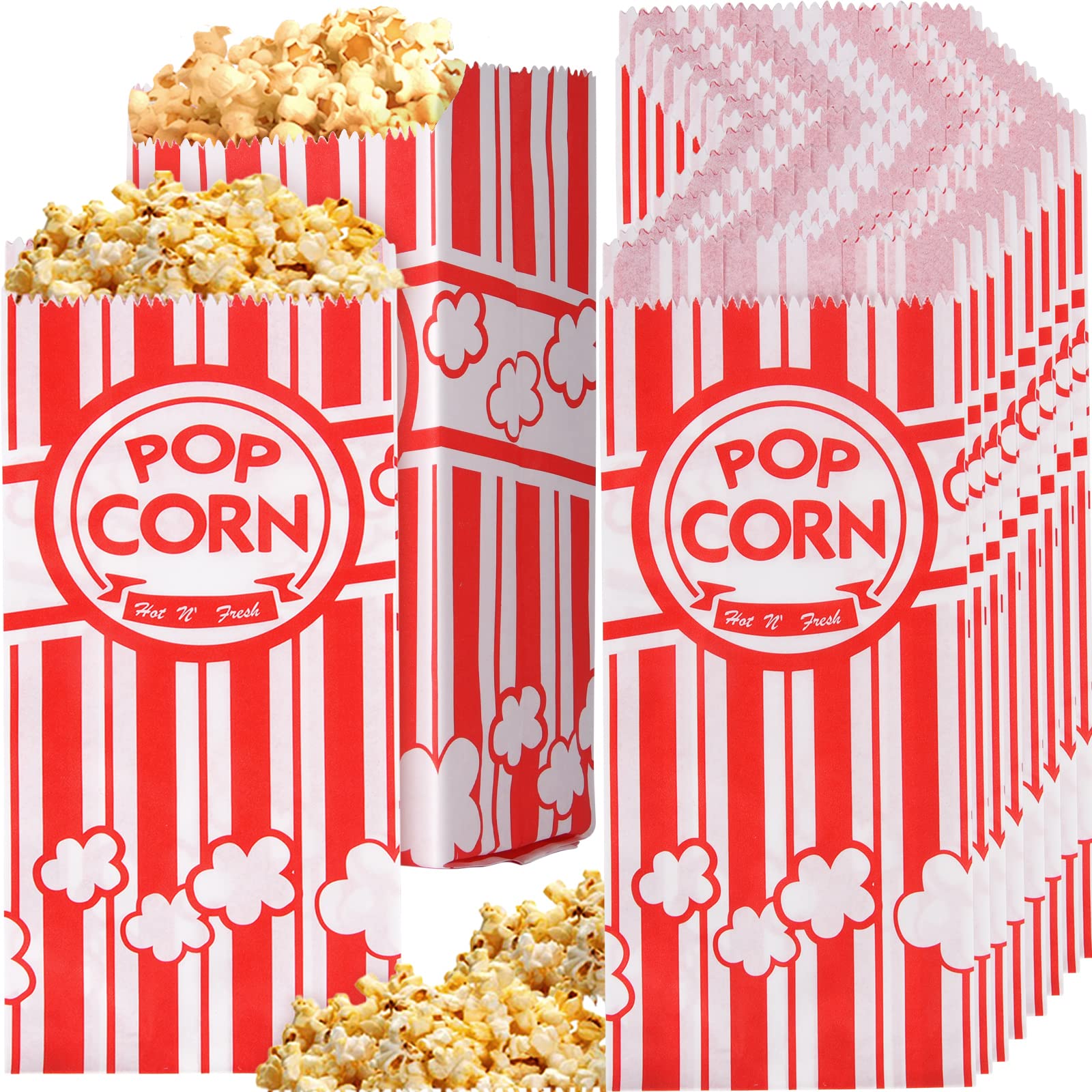 Essenya 500-Pack 1oz Paper Popcorn Bags - Bulk Popcorn Containers for Movie Nights, Carnival Snacks & Party Favors - Perfect for Popcorn Machines, Concessions & Events