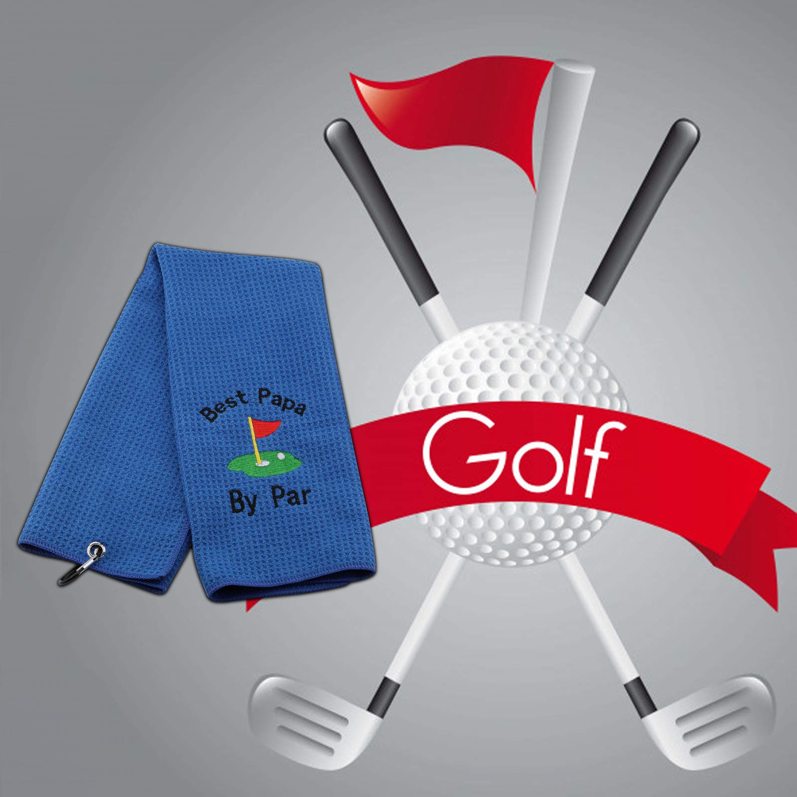 Premium Embroidered Golf Towel with Clip - Perfect Gift for Dad & Golf Lovers - Best 'Papa by Par' Present - Ideal for Golf Courses, Tournaments & Father's Day