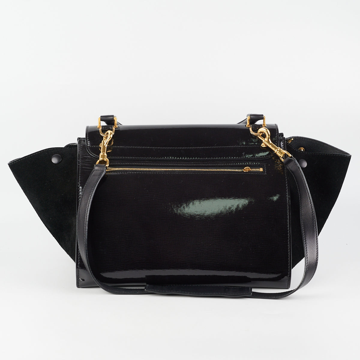 Celine Trapeze Patent Leather Medium Shoulder Bag in Black - Perfect for Work, Travel & Everyday Use