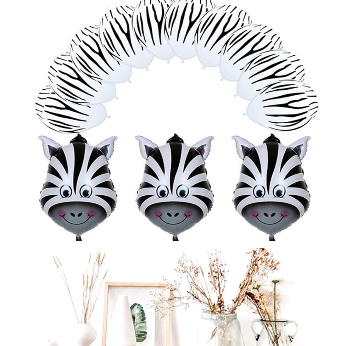 Morndew 13-Piece Zebra Foil & Latex Balloon Set - Forest Theme Party Decor for Kids Birthday, Baby Shower & Gender Reveal - Perfect for Jungle Safari Nursery Decorations & Wild Animal Themed Events