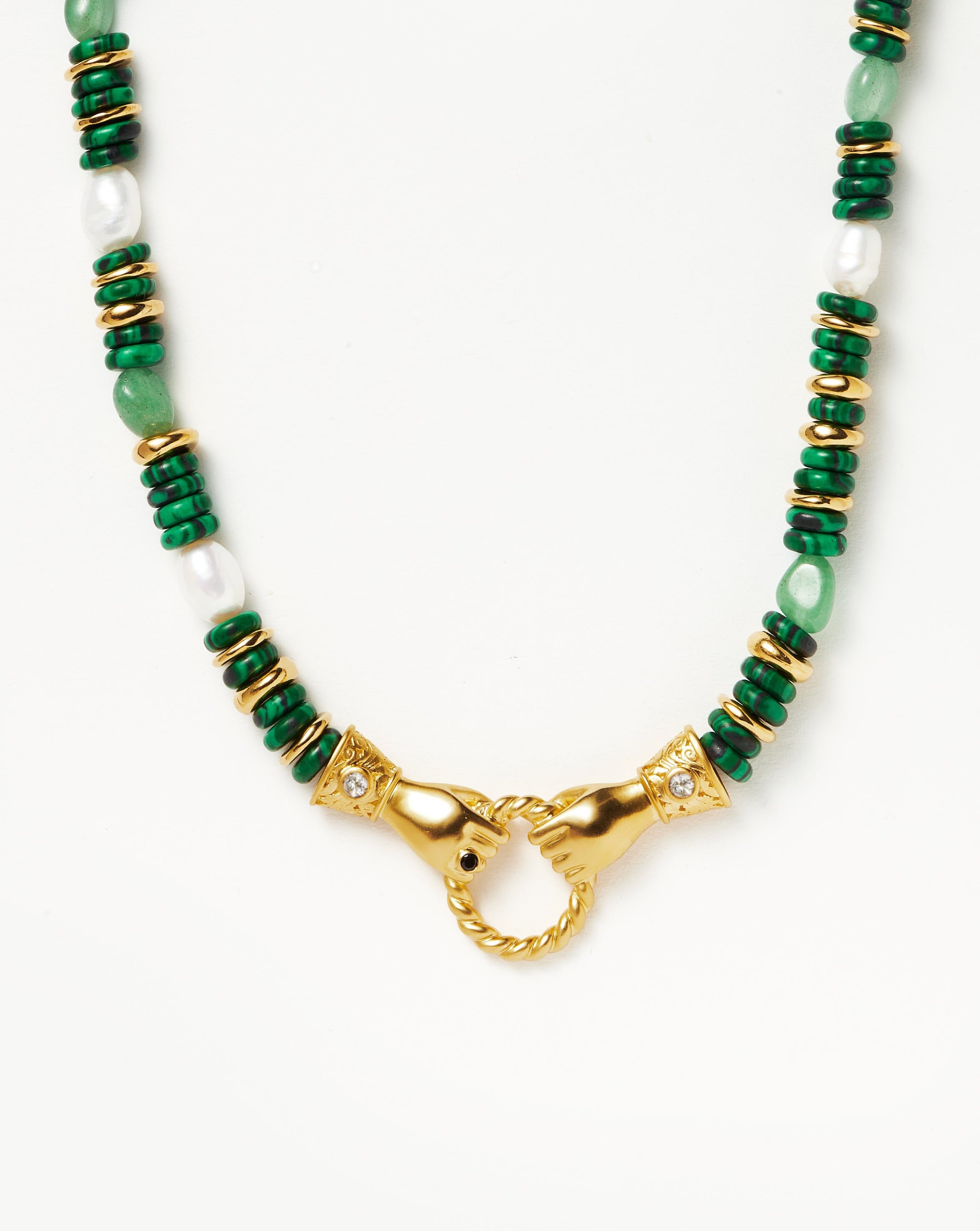 Harris Reed Chunky Beaded Gemstone Necklace - 18k Gold Plated Multi Green Gemstone & Pearl Statement Jewelry for Women | Perfect for Parties, Weddings & Special Occasions