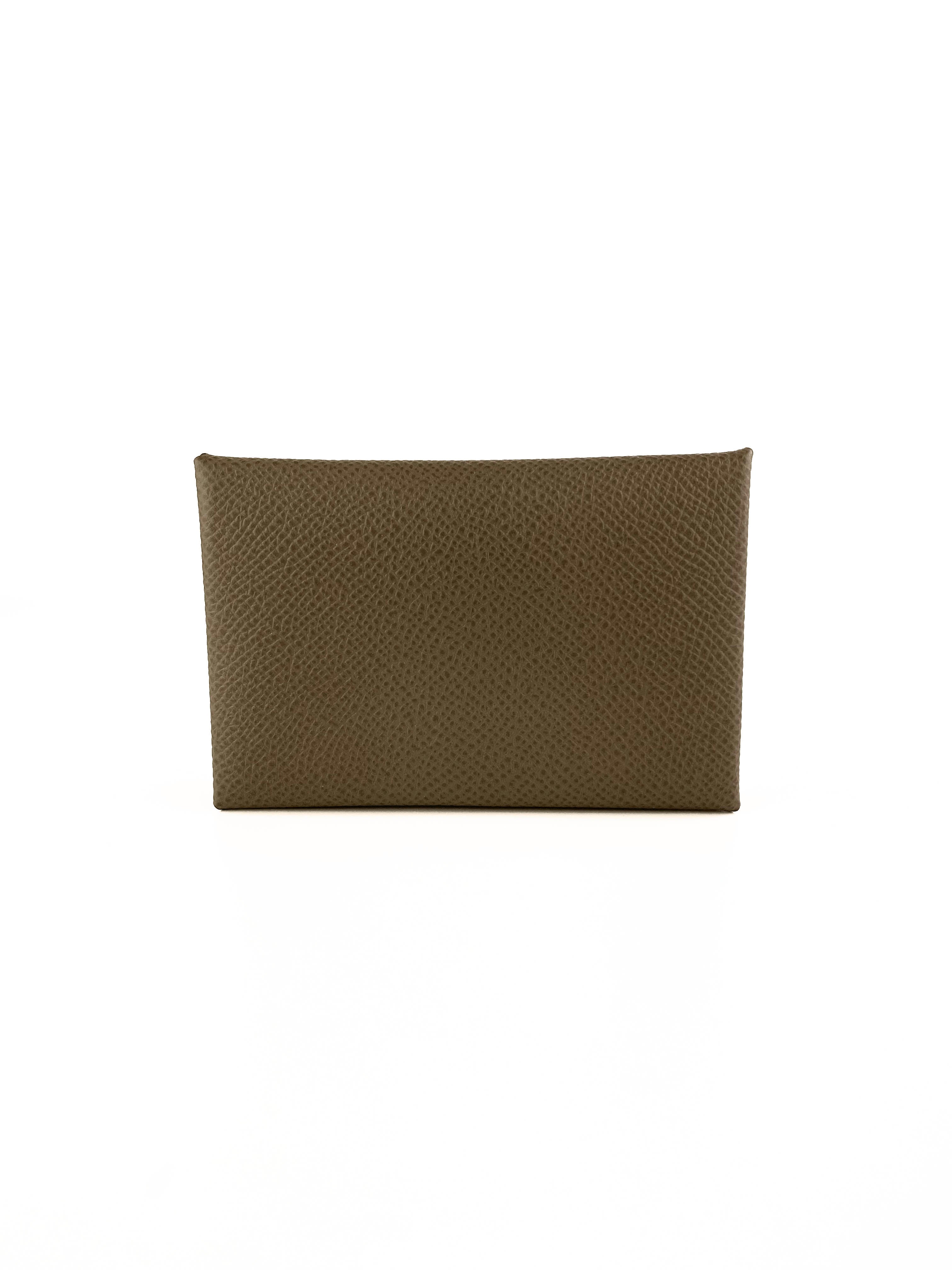 Hermes Etoupe Calvi Card Holder - Premium Leather Wallet for Men & Women | Slim RFID Blocking Credit Card Holder | Perfect for Travel, Business & Everyday Use