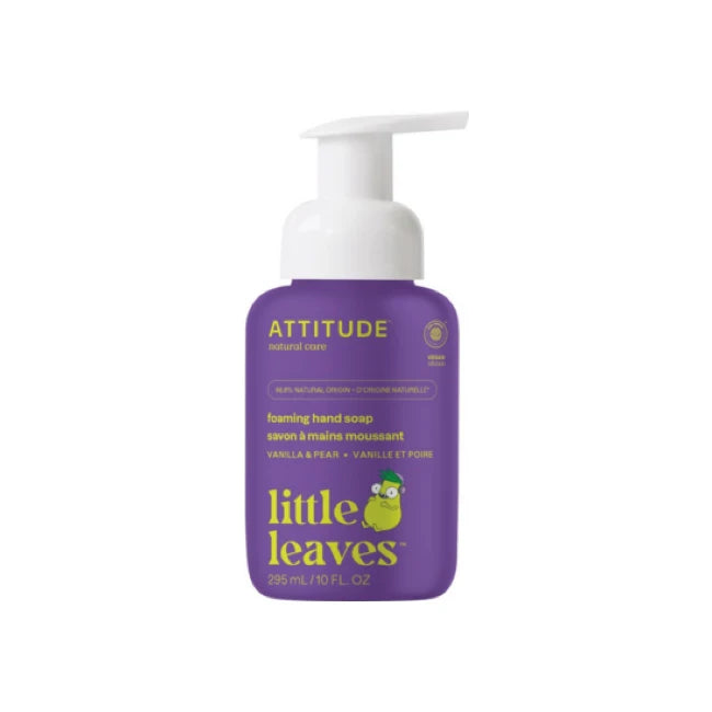 Attitude Little Leaves Foaming Hand Soap - Vanilla & Pear Scent, 10 fl oz (295ml) | Natural & Gentle for Kids, Perfect for Bathrooms & Nurseries