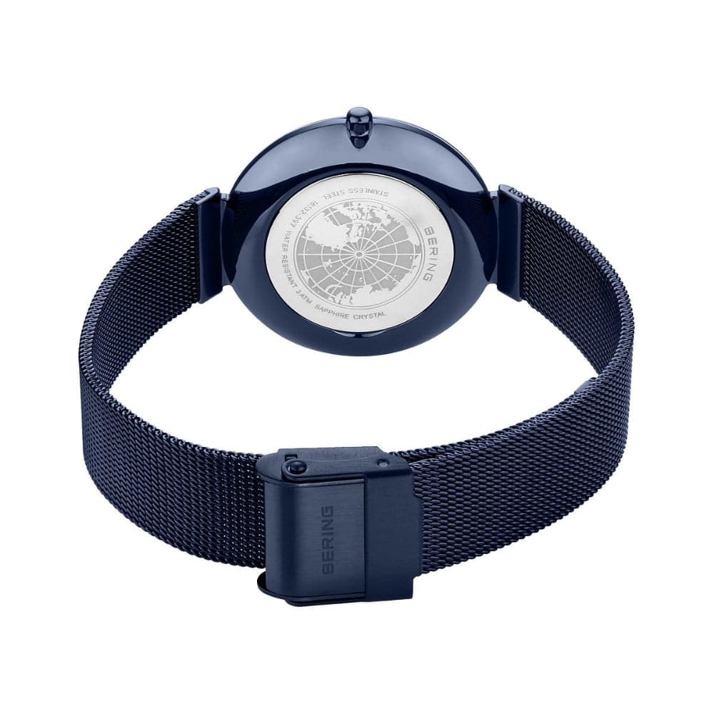 Bering Classic Blue Dial Women's Watch with Milanese Strap 18132-397 | Elegant Dress Watch for Business, Party & Everyday Wear
