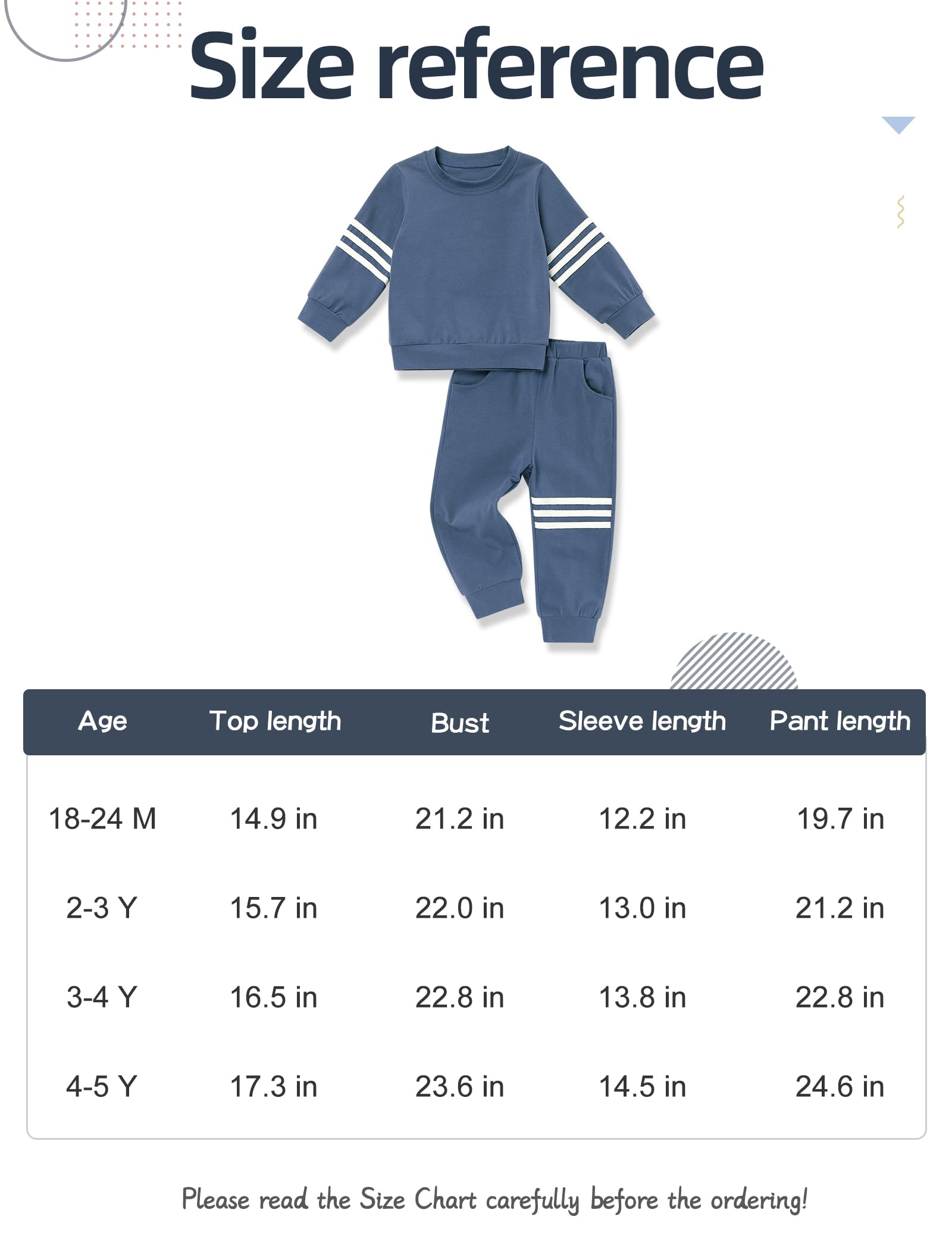 Oklady Boys Striped Long Sleeve T-Shirt & Pants Set - Fall Winter Toddler Outfit for Playdates, School & Casual Wear (1-5 Years)