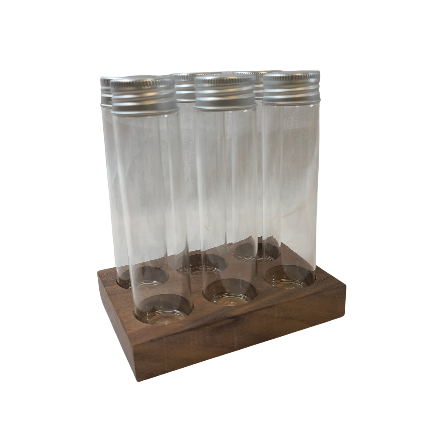 Premium Coffee Bean Cellar with Walnut Stand & Airtight Glass Tubes - One-Way Valve Caps for Freshness - Perfect for Home Baristas & Coffee Enthusiasts