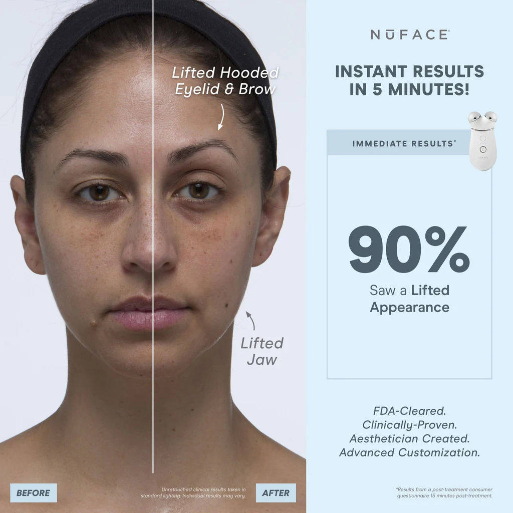 NuFACE Trinity+ Facial Toning Device with Lip & Eye Attachment - Anti-Aging Microcurrent Therapy for Wrinkles & Fine Lines | Perfect for Home Skincare & Professional Use