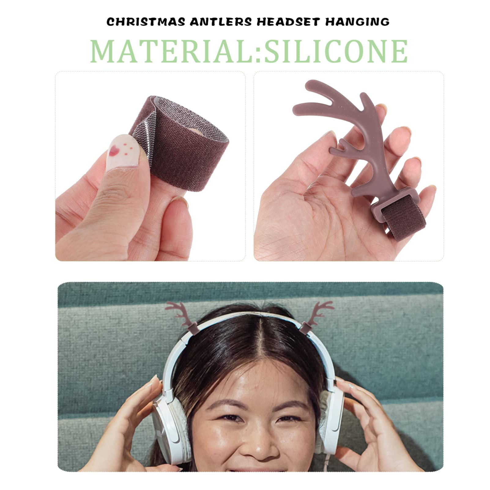 Gatuida 5 Pairs Soft Silicone Christmas Headband Antlers - Cute Reindeer Ear Headphones Accessories for Cosplay, Holiday Decor & Festive Parties - Perfect for Christmas Costumes, Office Celebrations & Family Gatherings
