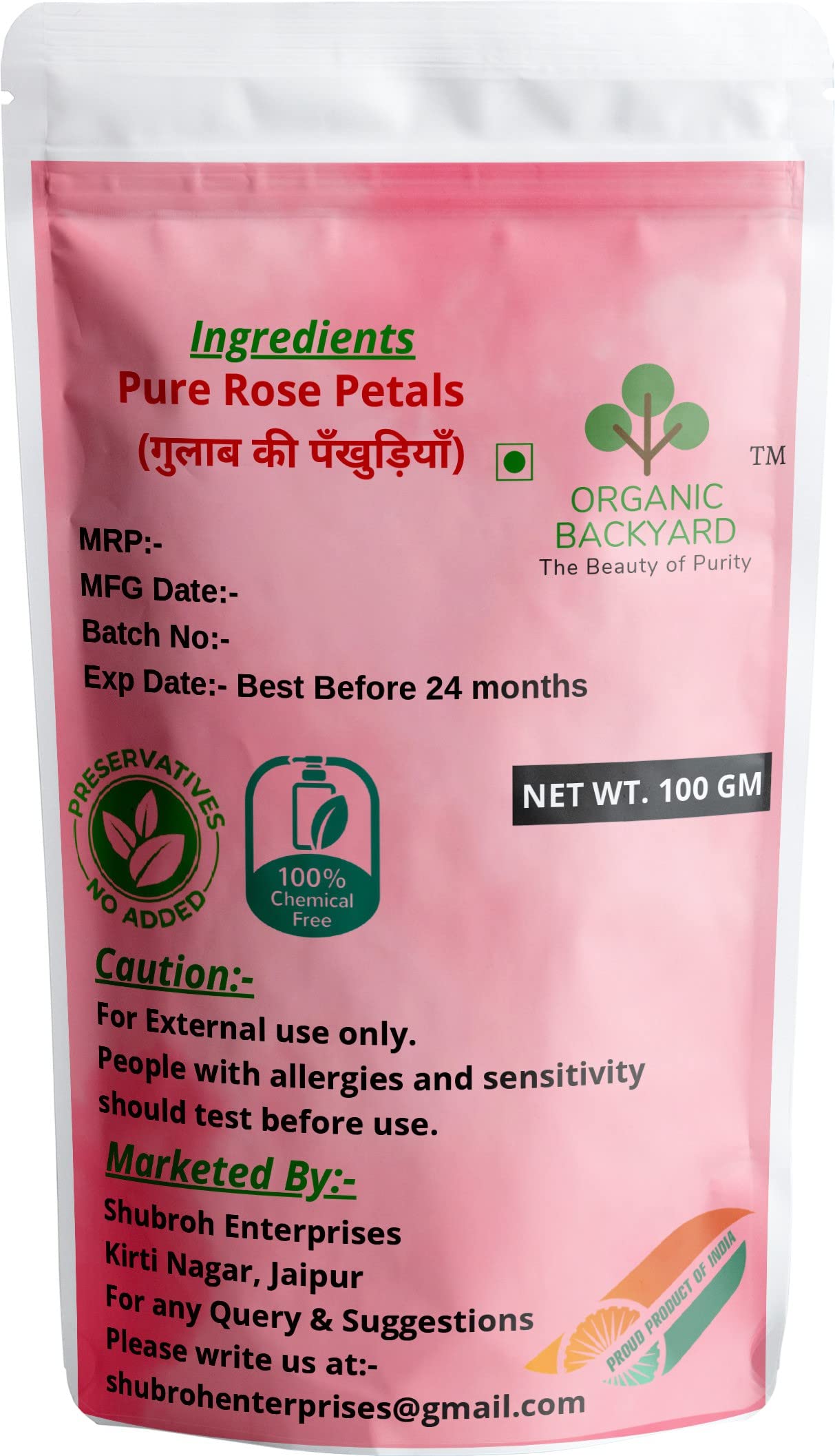 100% Organic Rose Petal Powder for Face Care - Natural Skincare Treatment for Glowing Skin | DIY Face Masks, Soaps & Beauty Recipes | Perfect for Sensitive Skin & Anti-Aging Routine