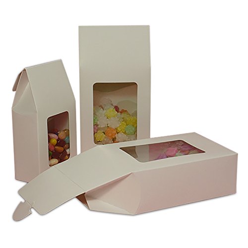 Premium White Tall Candy Boxes with Clear Window - Pack of 25 | 1 9/16