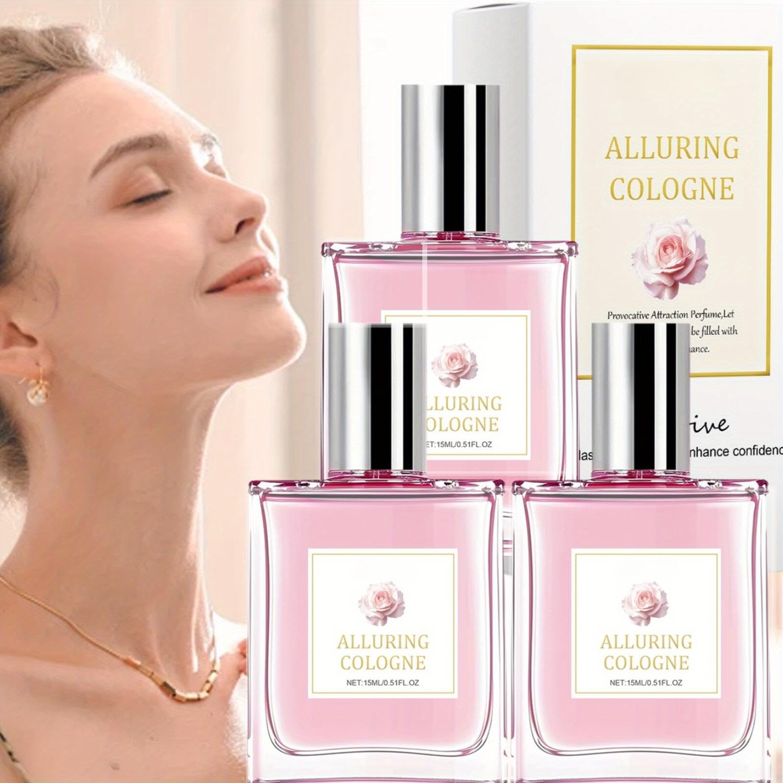 Pheromone Perfume for Women - Long Lasting Rose Scented Body Spray, Non-Irritating Cologne & Hair Mist (3 Pack) | Romantic Date Night, Office Wear & Everyday Fragrance