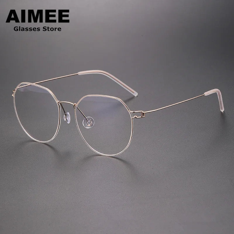 Unisex Full Rim Round Screwless Titanium Eyeglasses 52214 - Lightweight & Durable Frame for Men & Women - Perfect for Reading, Work & Everyday Wear