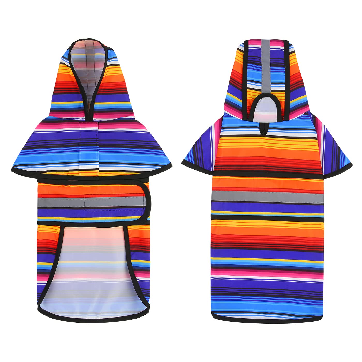 HDE Waterproof Dog Raincoat with Hood - Adjustable Poncho for Small to X-Large Dogs & Puppies (Baja Stripes, XL) - Perfect for Walking, Hiking & Outdoor Adventures in Rainy Weather