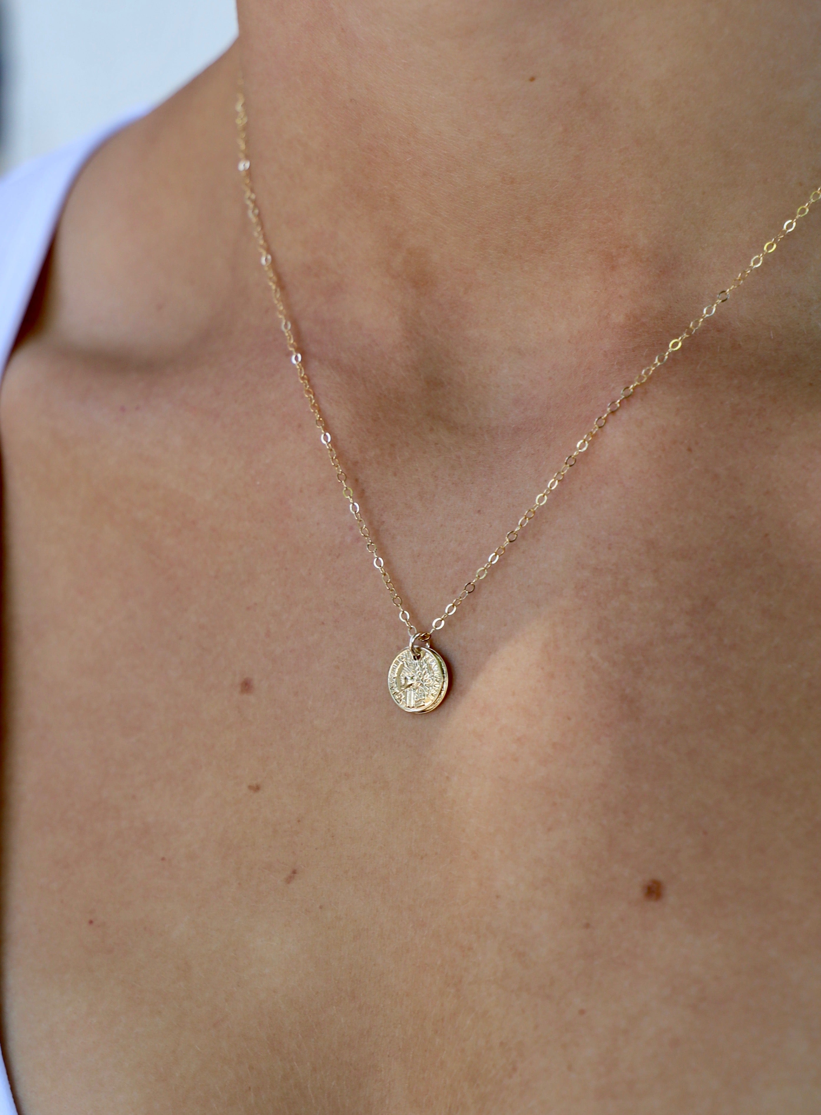 Petite Coin Necklace - Dainty Gold or Silver Minimalist Pendant for Women - Perfect for Layering, Everyday Wear & Gift Giving
