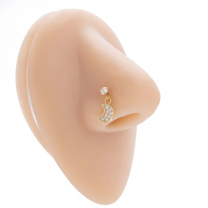 Hypoallergenic Flower Dangle Nose Ring - Sterling Silver Nose Stud for Sensitive Skin | Perfect for Pierced Nose Jewelry, Daily Wear & Special Occasions