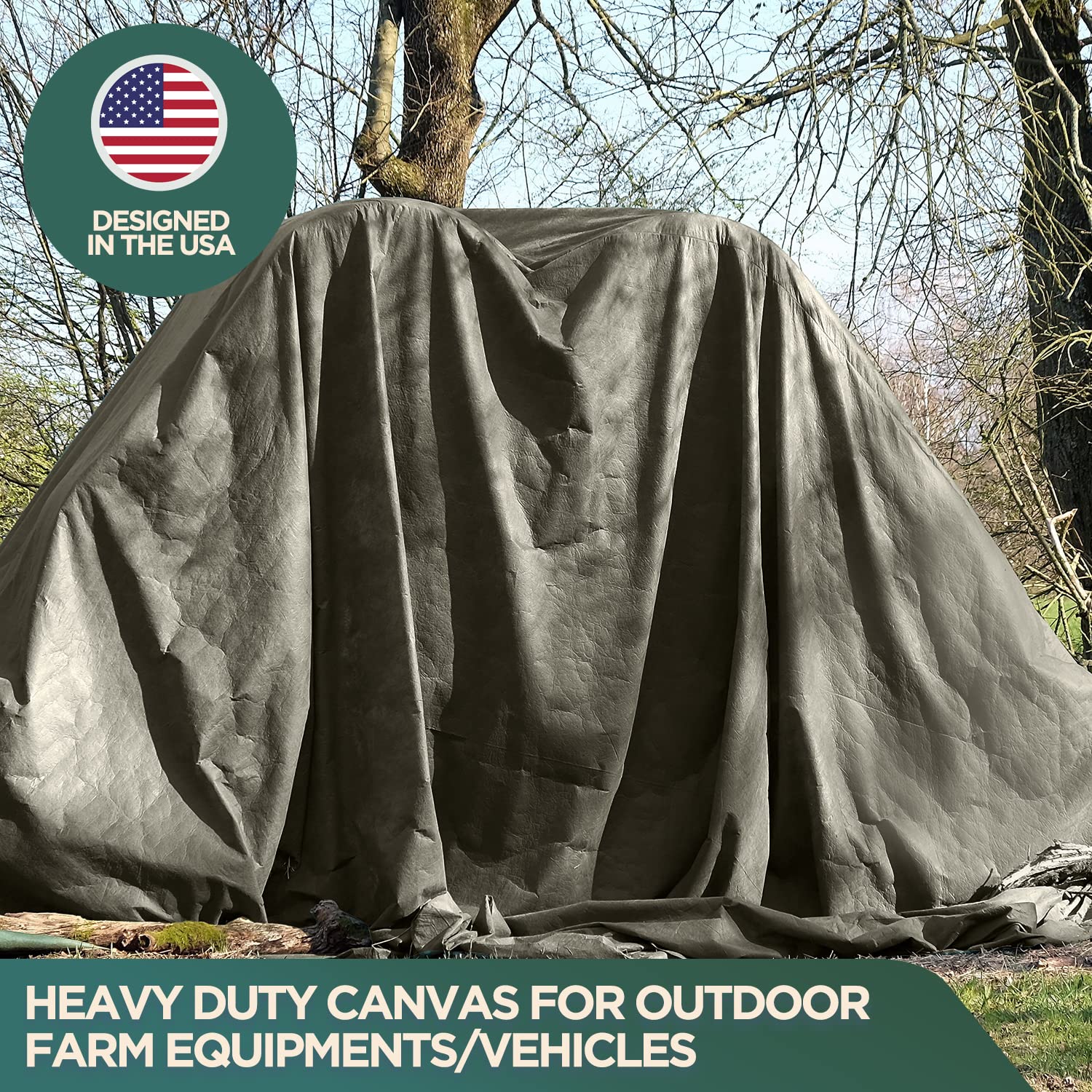 Heavy Duty Waterproof Canvas Tarp - Industrial Grade 10x10 ft Multipurpose Cover with Rustproof Grommets for Truck, Boat, Equipment & Outdoor Use | CCS Chicago Canvas & Supply