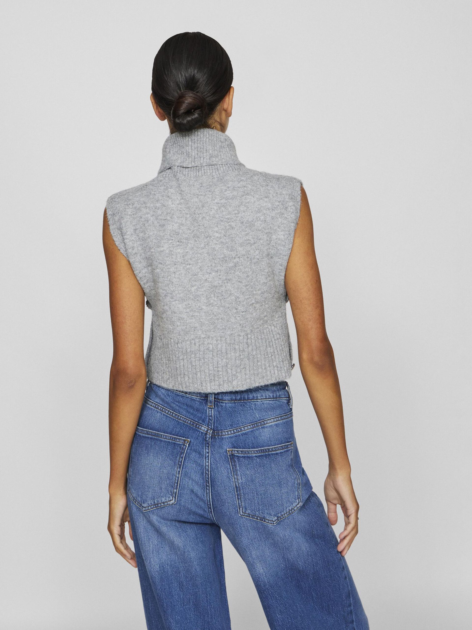 Lyra Knitted Sleeveless Top - Light Grey Melange Women's Casual Summer T-Shirt | Perfect for Beach Outings, Date Nights & Weekend Wear